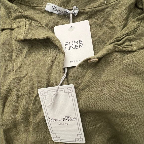 Elena Baldi Olive Green Linen Dress, size M - Picture 5 of 5